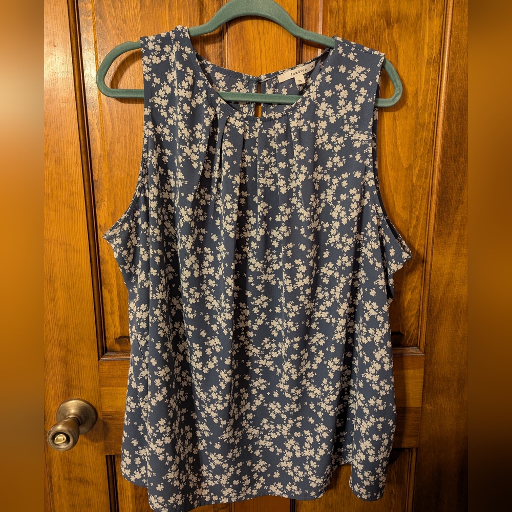 3X Casual Sleeveless Floral Blouse